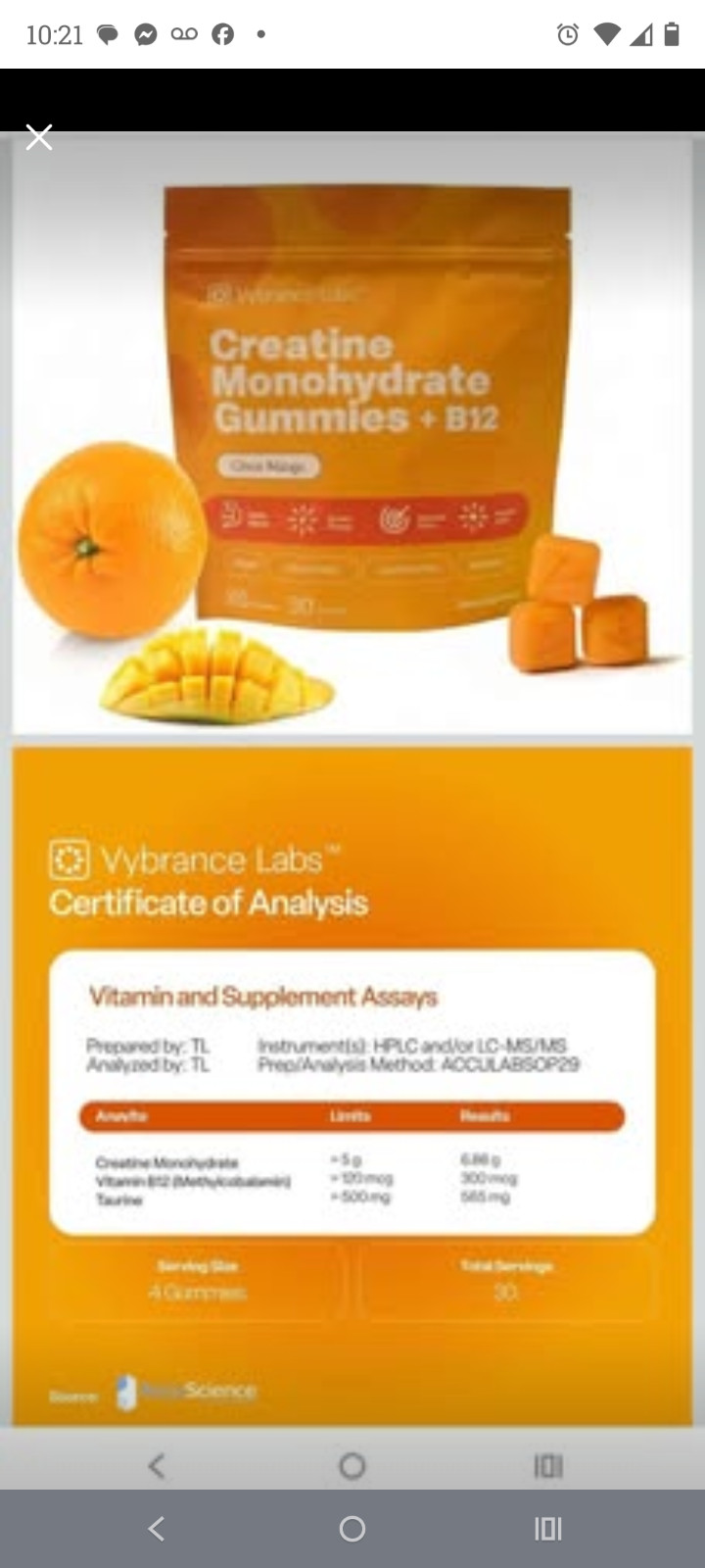 VYBRANCE LABS 3-in-1 Creatine Monohydrate Gummies | 5g Creatine + Taurine + Vita