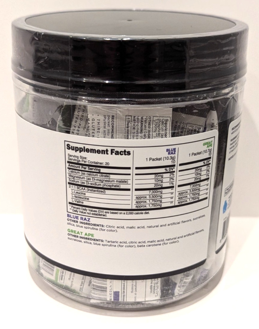 Primal BCAA Variety Pack, 7g BCAAs, 20 Packs, Blue Raz & Green Apple, Exp. 9/26