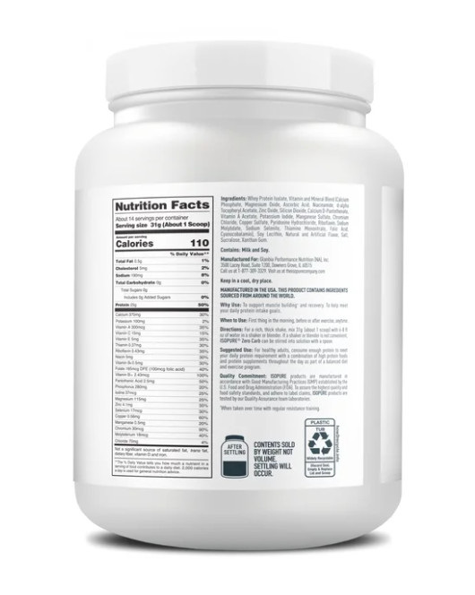 Isopure Zero Carb Whey Isolate, Creamy Vanilla, 14 Servings