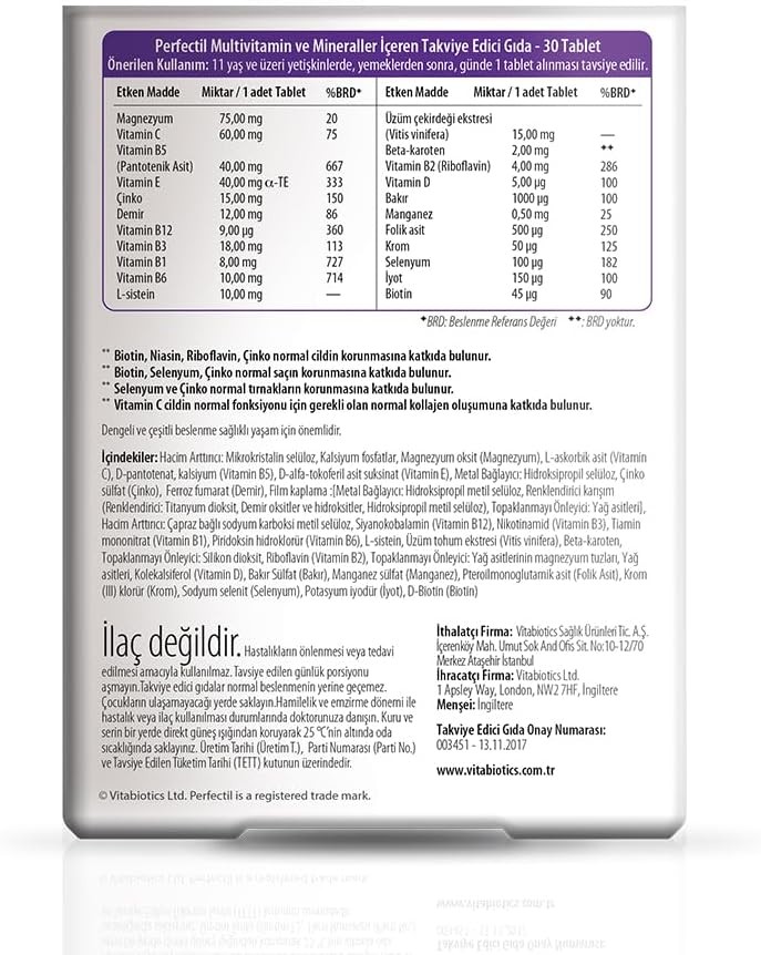 MultiVitamin w/ Triple Active Beauty Support For Skin Hair & Nails (30 tablets)