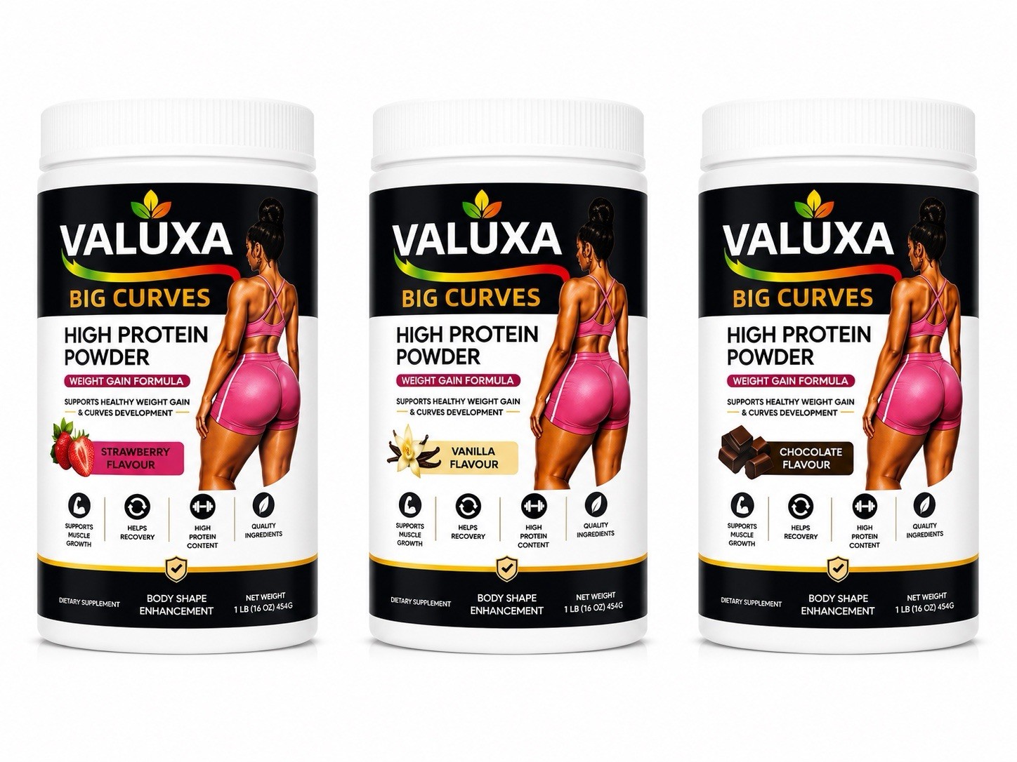 VALUXA Big Curves High Protein Powder Vanilla Weight & Muscle Gain 1 lb