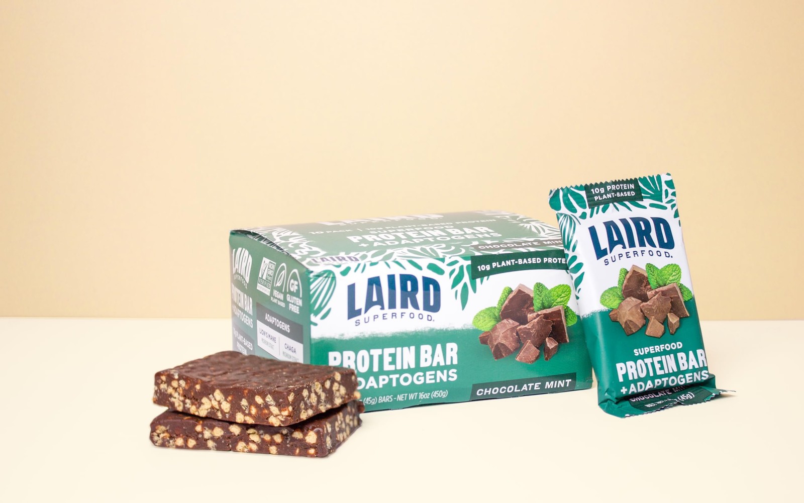 Laird Superfood Functional Protein Bars 1 Count (Pack of 10), Mint Chocolate