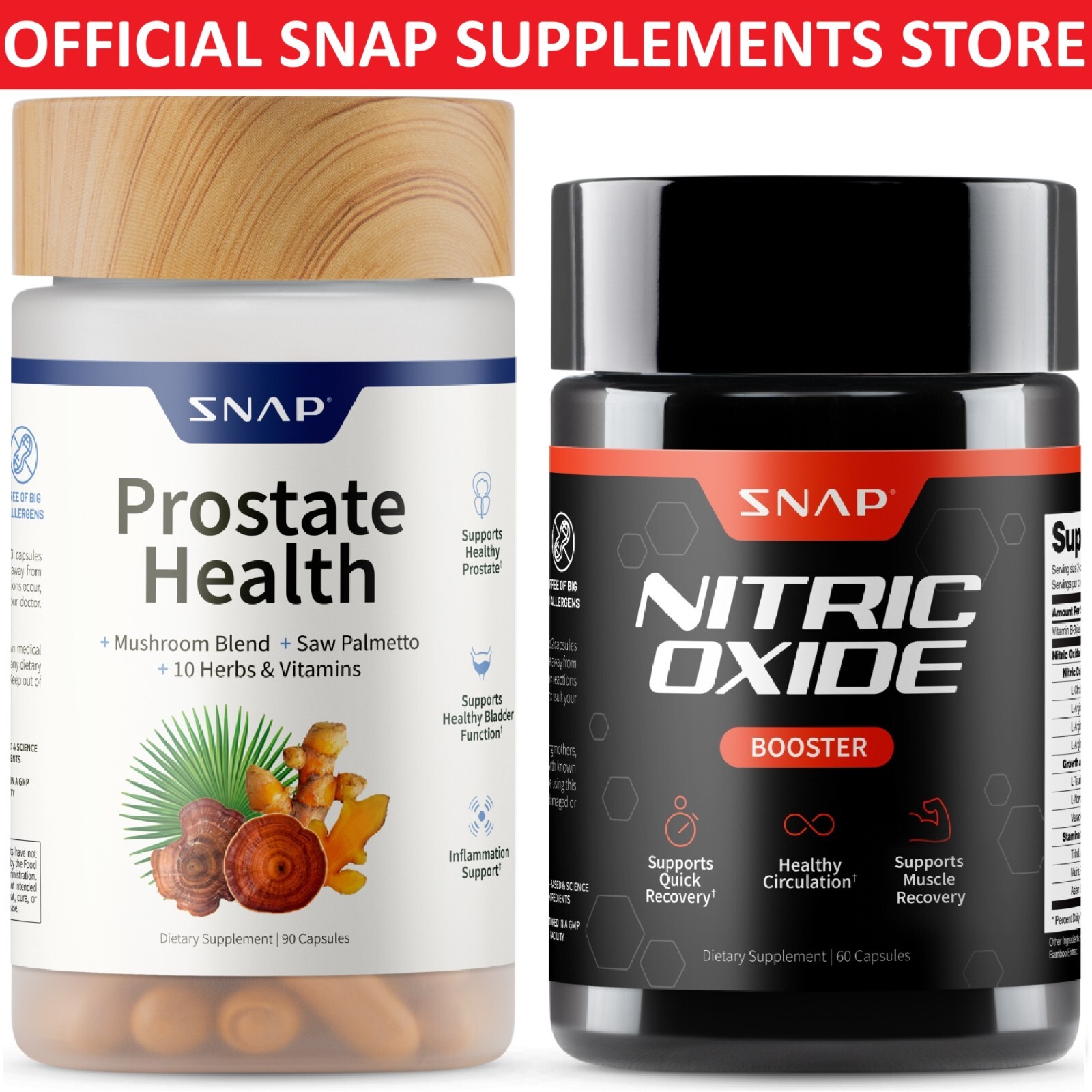 SNAP Prostate Wellness Nitric Oxide Booster Saw Palmetto L-Arginine/L-Citrulline