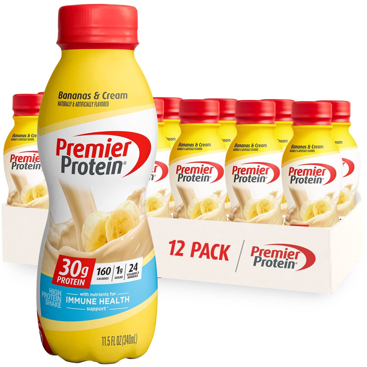 Premier Protein Shake, Bananas 🍌 Cream, 12 Pack, 11.5 Fl Oz