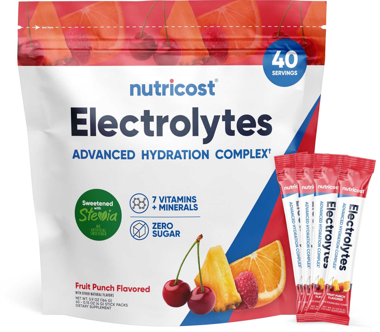 Nutricost Electrolytes Complex, Fruit Punch Flavored, 5.6 Ounce (Pack of 1)