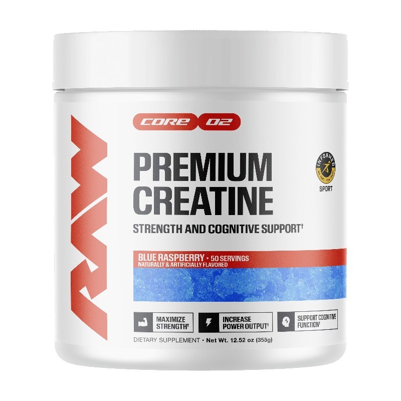 RAW Nutrition Essential 100% Pure Creatine Monohydrate Powder, 50 Servings