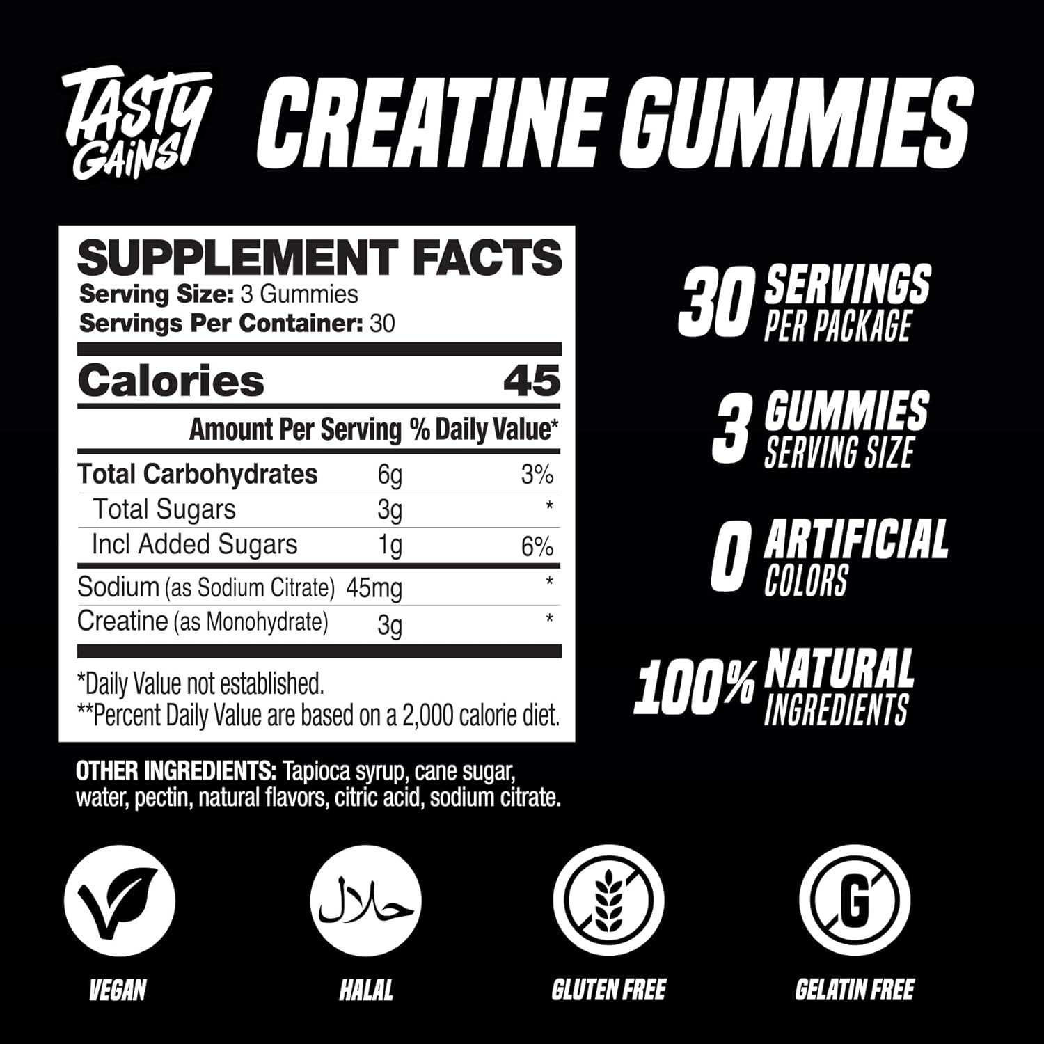 Creatine Gummies – 90G of Creatine Monohydrate – Workout Supplements – Build Mus