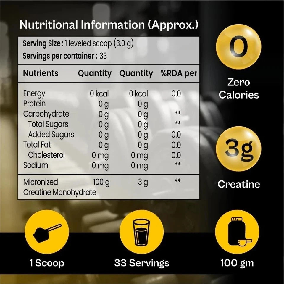 Creatine Monohydrate | 100% Pure | No Additives & Preservatives ( Unflavoured )