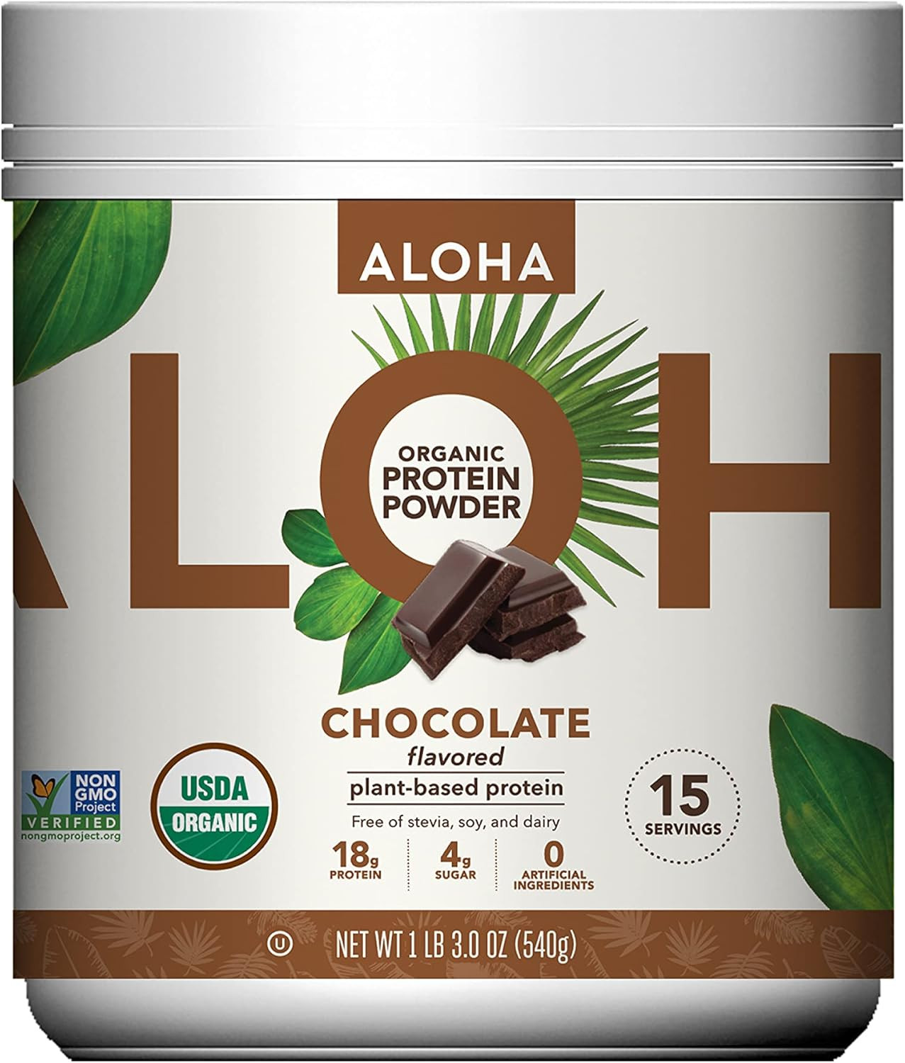 Organic Plant Based Protein Powder, Stevia Free, Chocolate, 19.6 Oz, 15 Servings