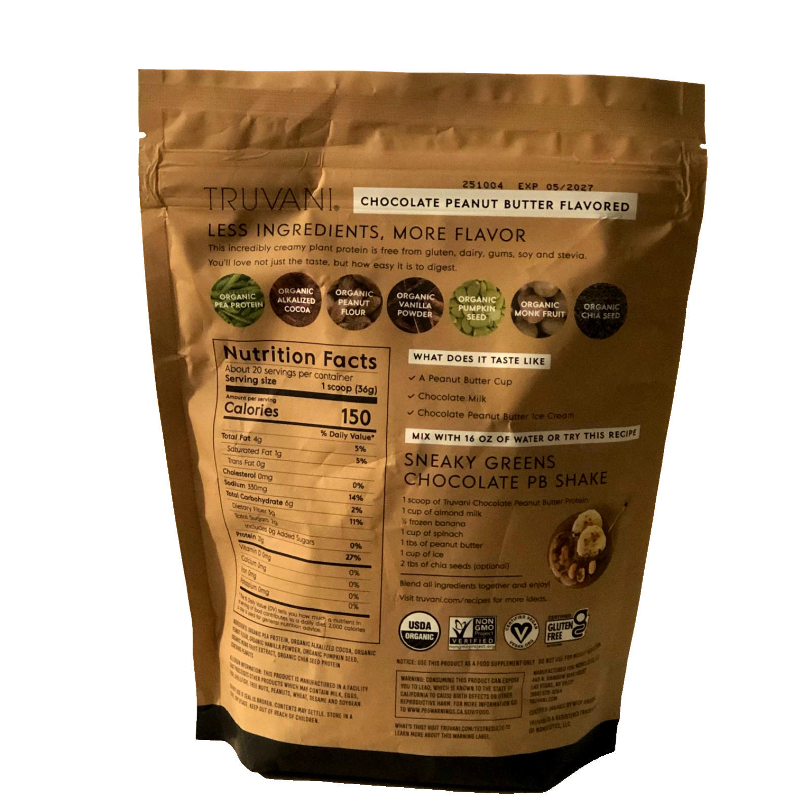 Truvani Plant Based Protein Powder — Chocolate Peanut Butter, 25.75 Oz