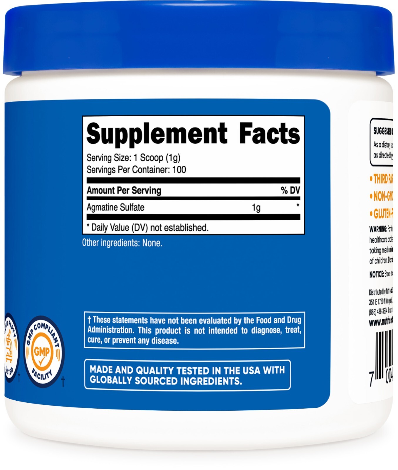 Nutricost Pure Agmatine Powder 100 Grams (3 Pack) – Bulk 300 Servings of 1000mg
