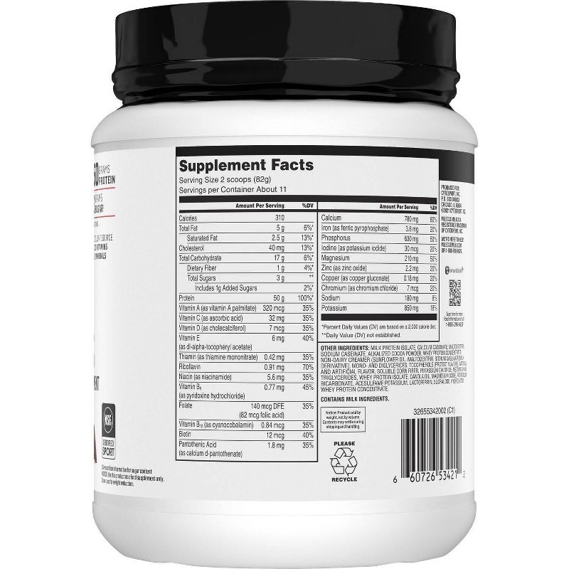 Pro Series Protein Powder – Knockout Chocolate – 32oz: NSF Certified, 50g