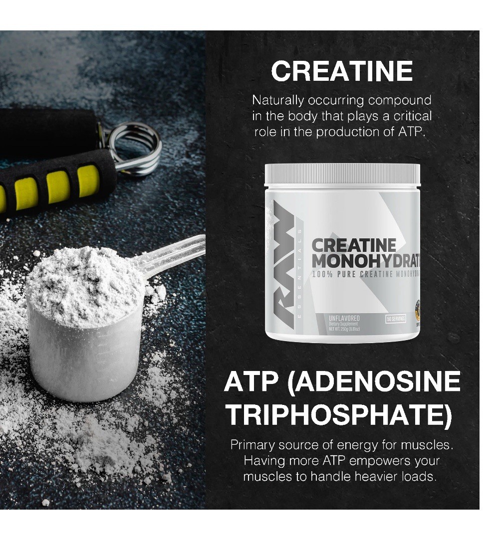 RAW Nutrition 100% Pure Creatine Monohydrate Powder 8.81 oz New Sealed