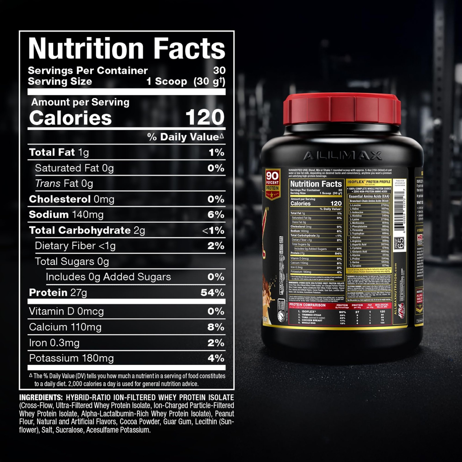 ALLMAX ISOFLEX Pure Whey Isolate Protein Powder – Gluten Free, Low Lactose,