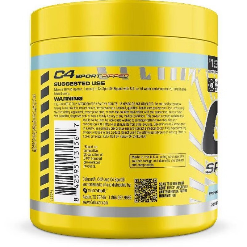 Sport Ripped Pre-Workout Powder – Arctic Snow Cone – 20 Servings