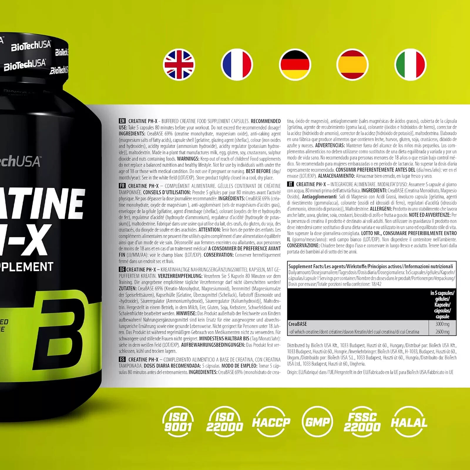 Creatine PH-X 90/180 Caps. Creatine Alkaline Buffered Monohydrate Muscle Growth