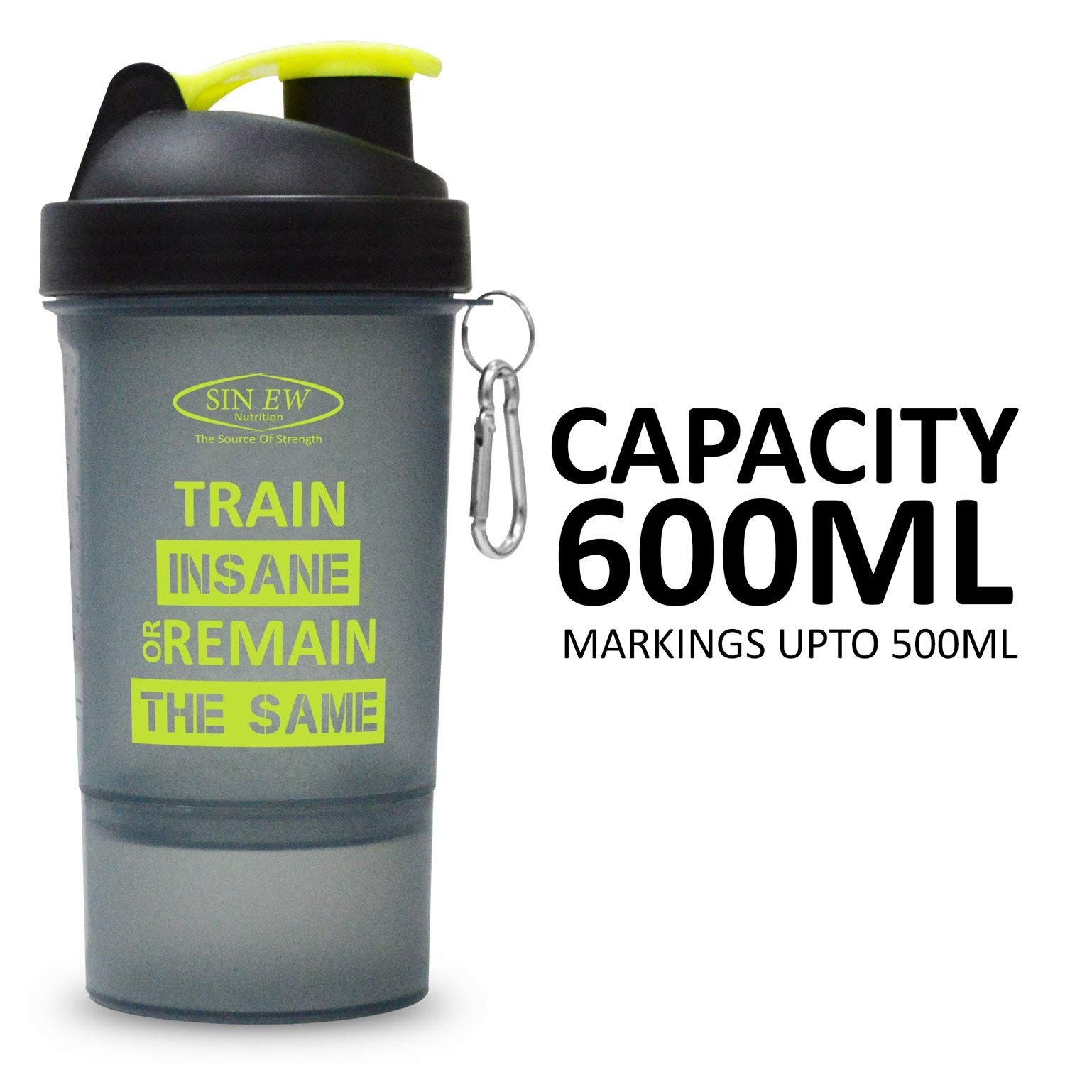 SINEW NUTRITION Shaker Bottle 600ml | 2 Storage Compartments