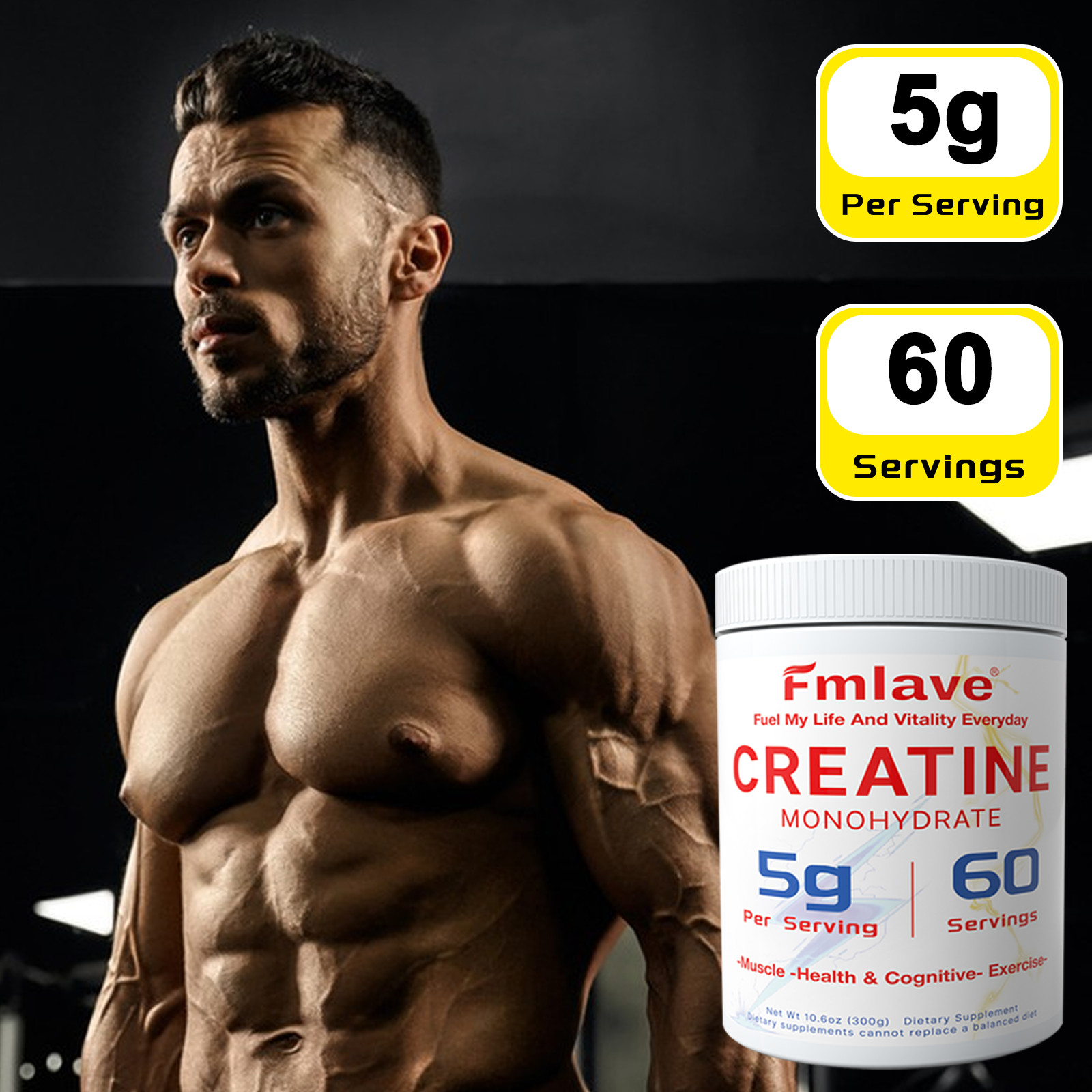 Micronized Creatine Monohydrate Powder 600g, 120 Servings, Unflavored Creatine