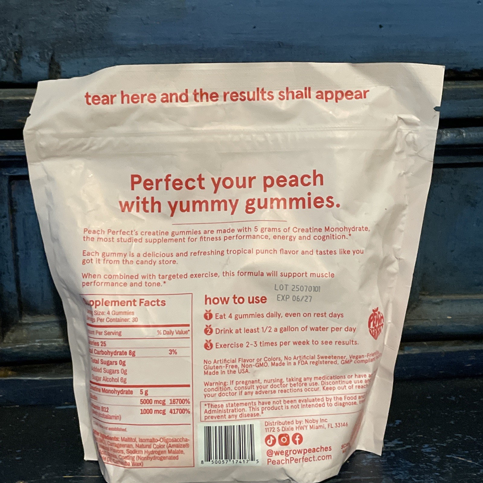 Peach Perfect Creatine MonohydrateGummies, Creatine for Women, 5g Vegan 06/27