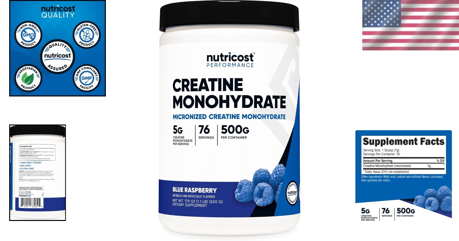 500g Creatine Monohydrate Powder in Blue Raspberry Flavor – Elevate Your Workout