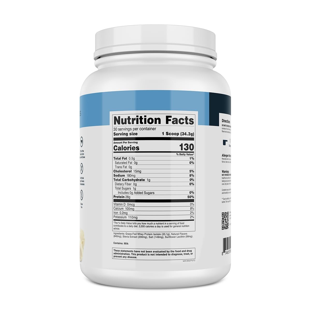 Transparent Labs Grass-Fed Whey Protein Isolate – Naturally Flavored, Gluten …