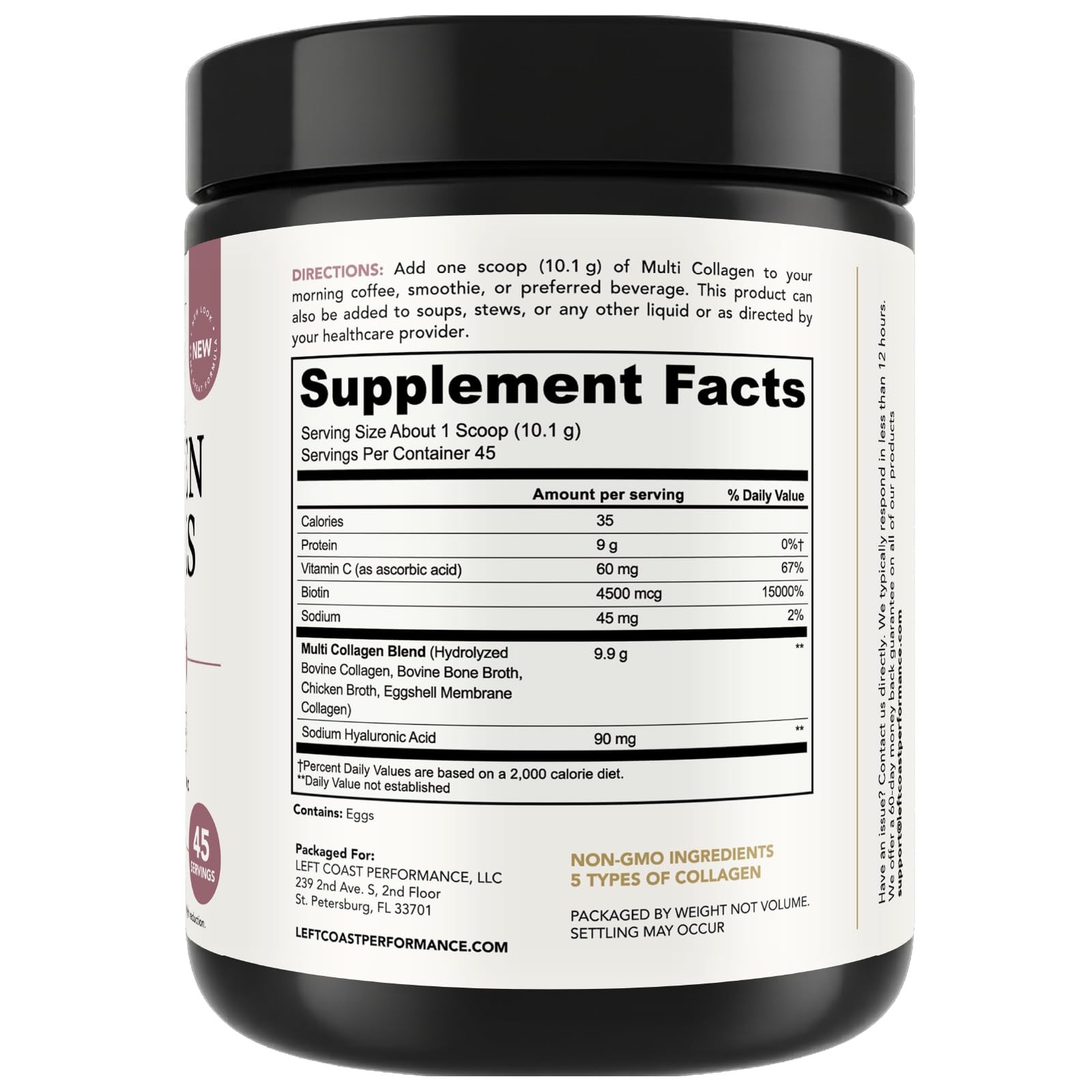 Multi Collagen Peptides Powder Types I, II, III, V, X 1 Pound (Pack of 1)