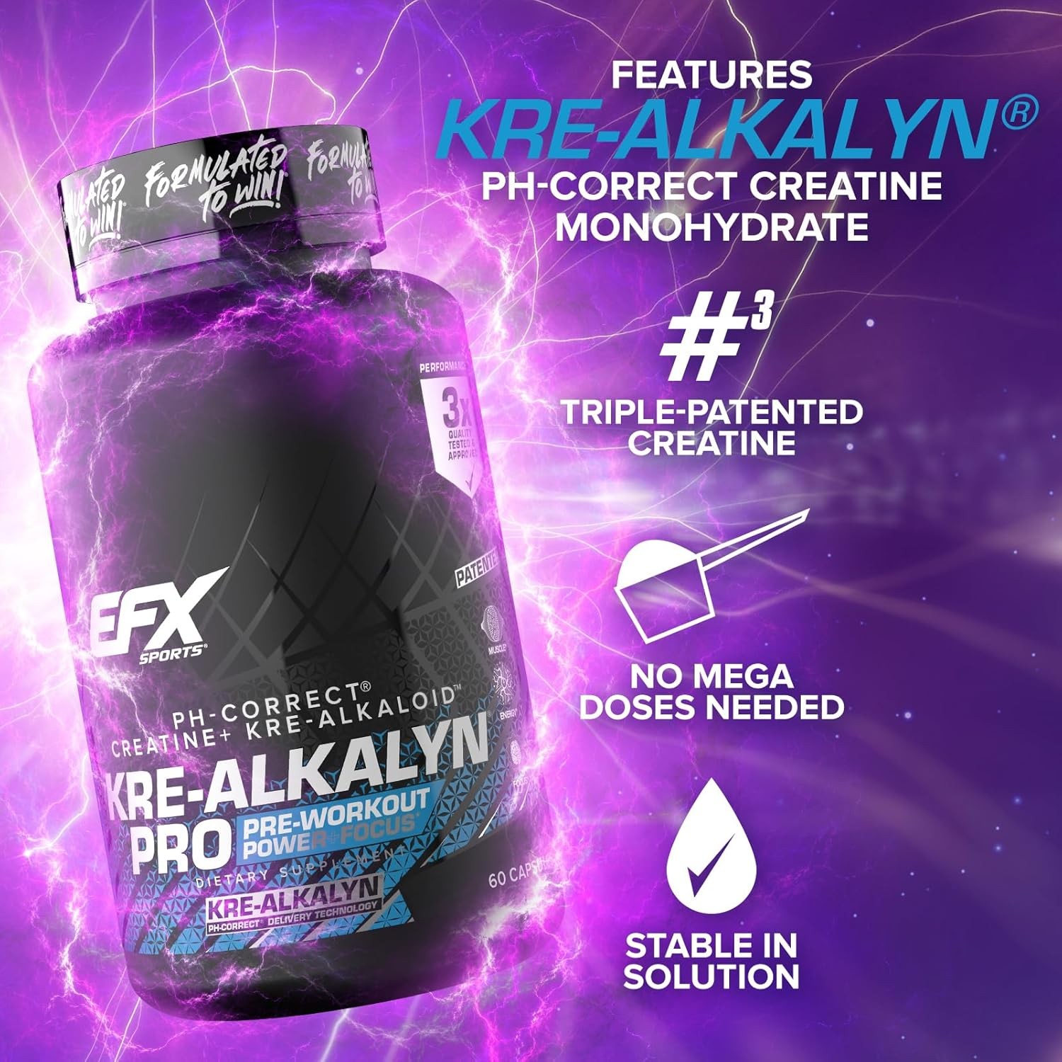 EFX Sports Kre-Alkalyn PRO – PH Creatine Monohydrate Pre Workout Supplement