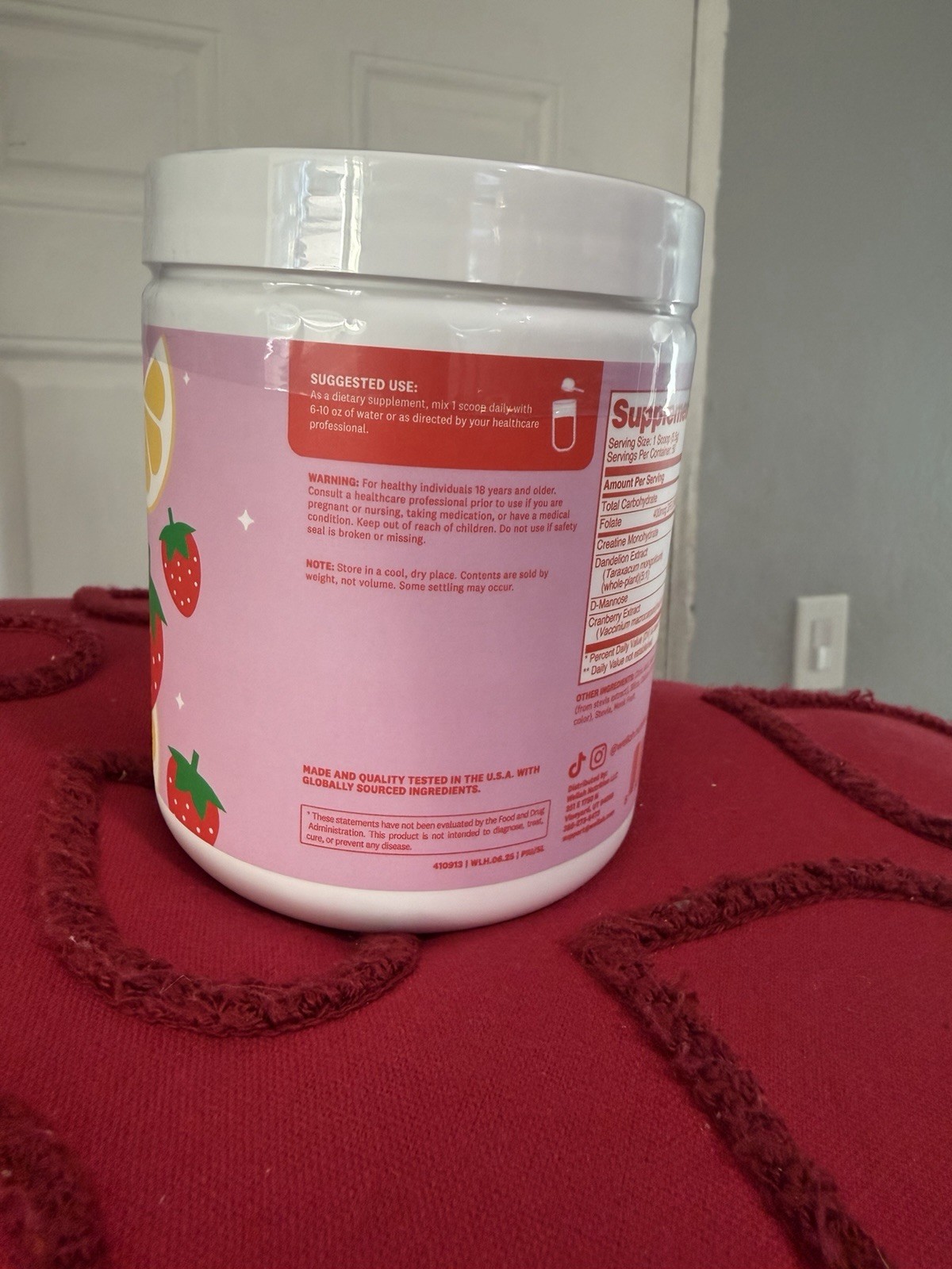 wellah Creatine Monohydrate Strawberry Lemonade Powder 9.7oz