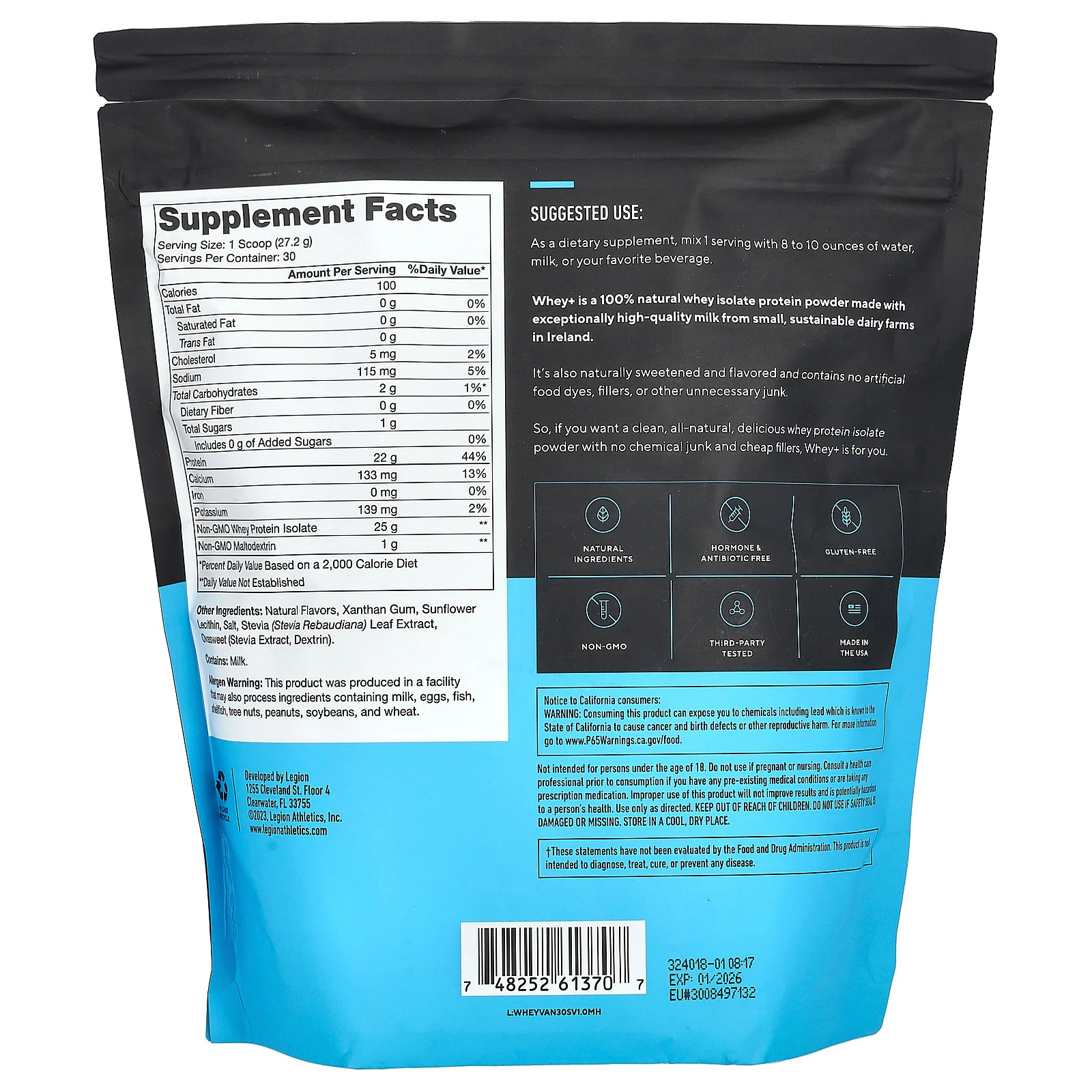 Whey+, Whey Protein Powder, French Vanilla, 1.8 lbs (816 g)