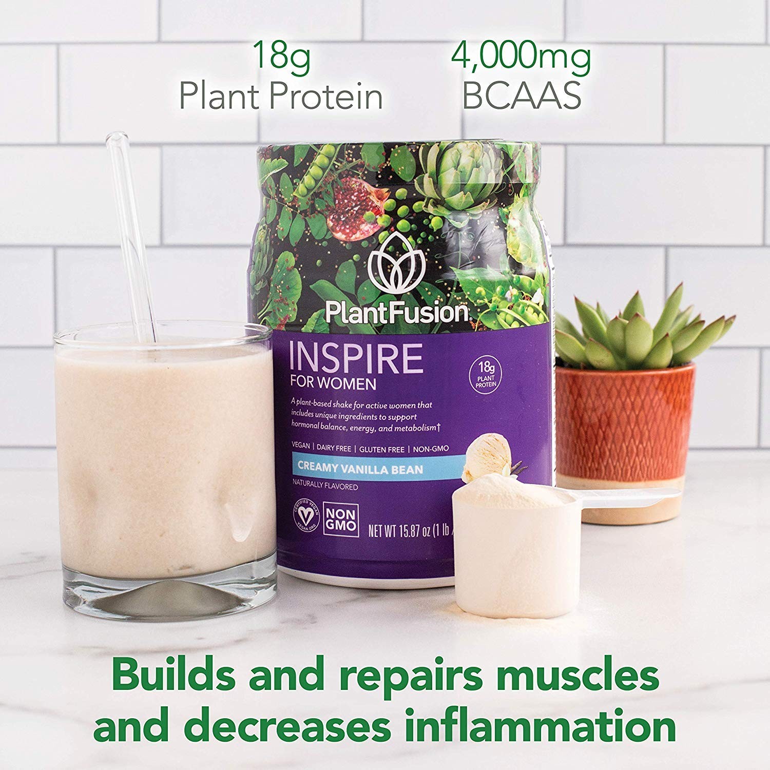 PlantFusion Inspire Plant Protein Powder for Women Low Carb Protein Powder f…