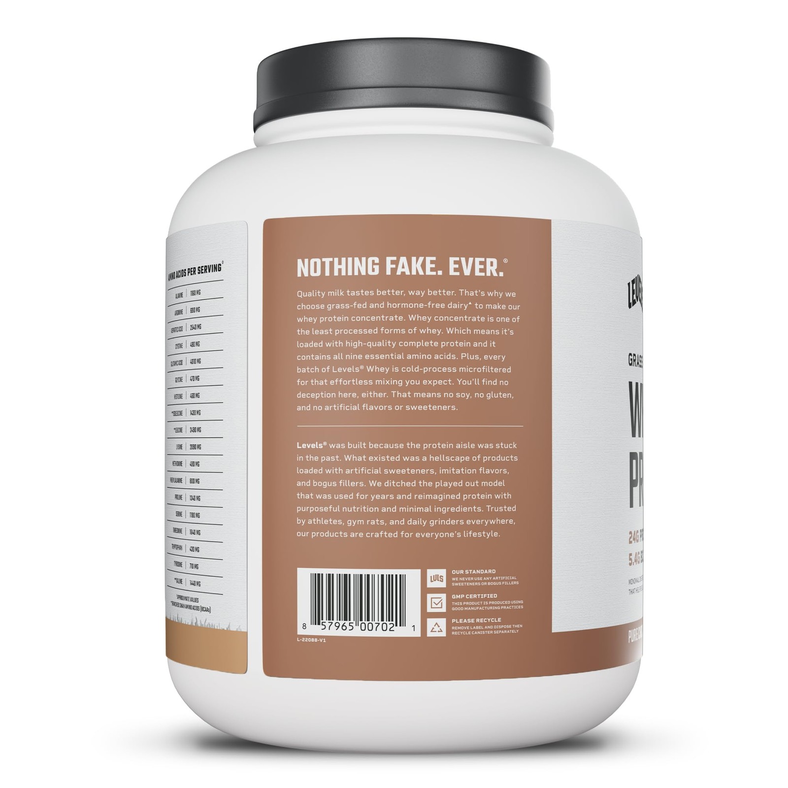 Levels Grass Fed Whey Protein Powder, No Artificials, 24G of Protein, Pure Ch…