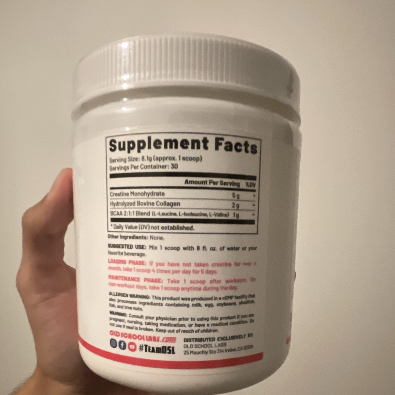 Old School Labs Creatine Monohydrate Powder for Women Unflavored 30 Serv 8.57 oz