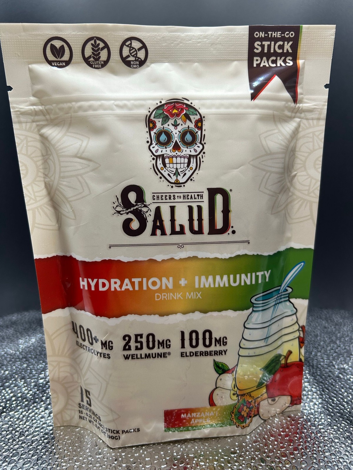 Salud Hydration + Immunity Drink Mix Manzana Apple 15 Stick Packs – New