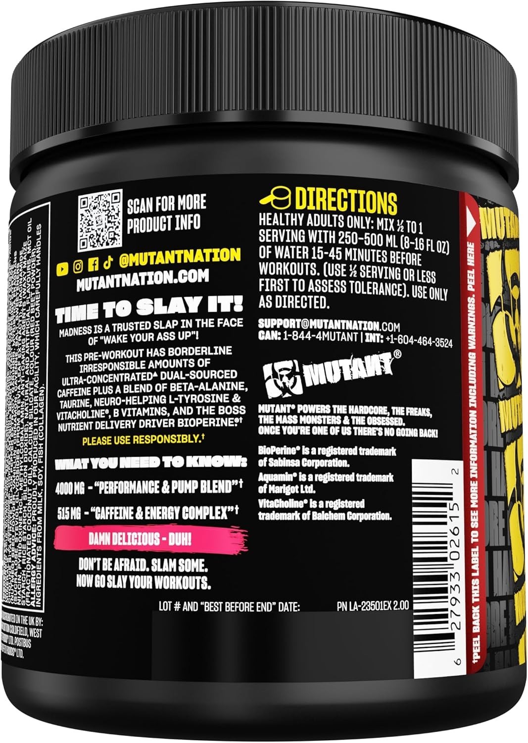 Fit Foods Mutant Madness Fruit Punch 270 g / 9.52 oz Each (Pack of 4)