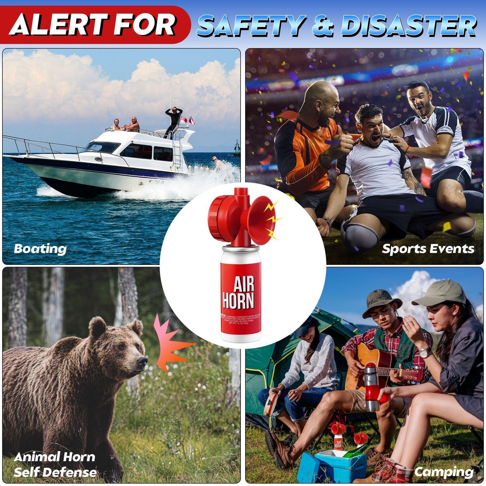 Saillong 2-Pack 1.4oz Boat Air Horns – Loud Marine Safety Mini Horn Can Set