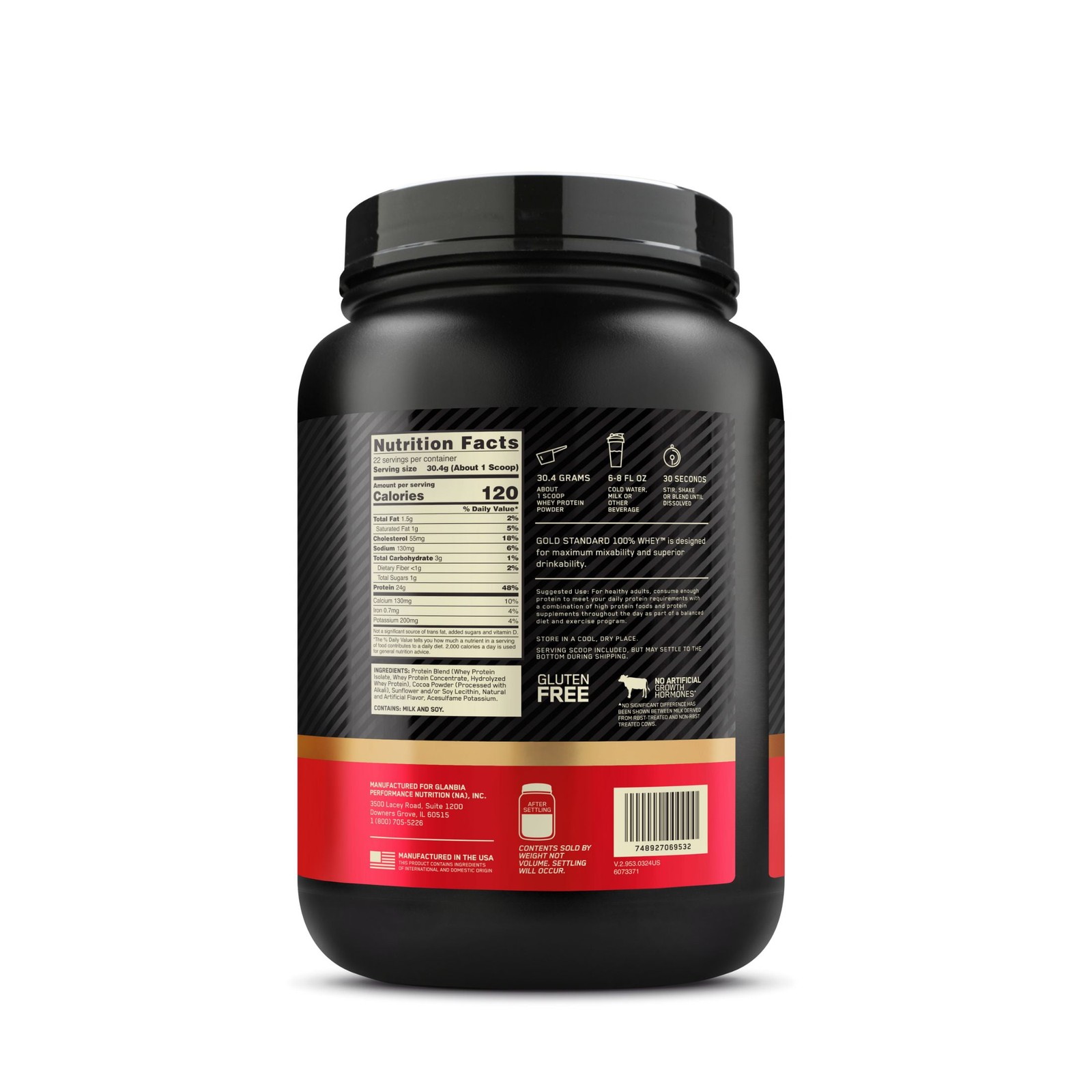 Optimum Nutrition, Gold Standard 100% Whey Protein Powder, Double Rich Chocolate