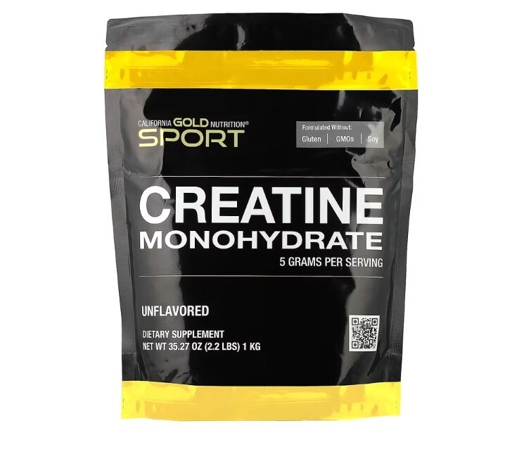 California Gold Nutrition, Sport, Creatine Monohydrate, Unflavored, 2.2 lbs