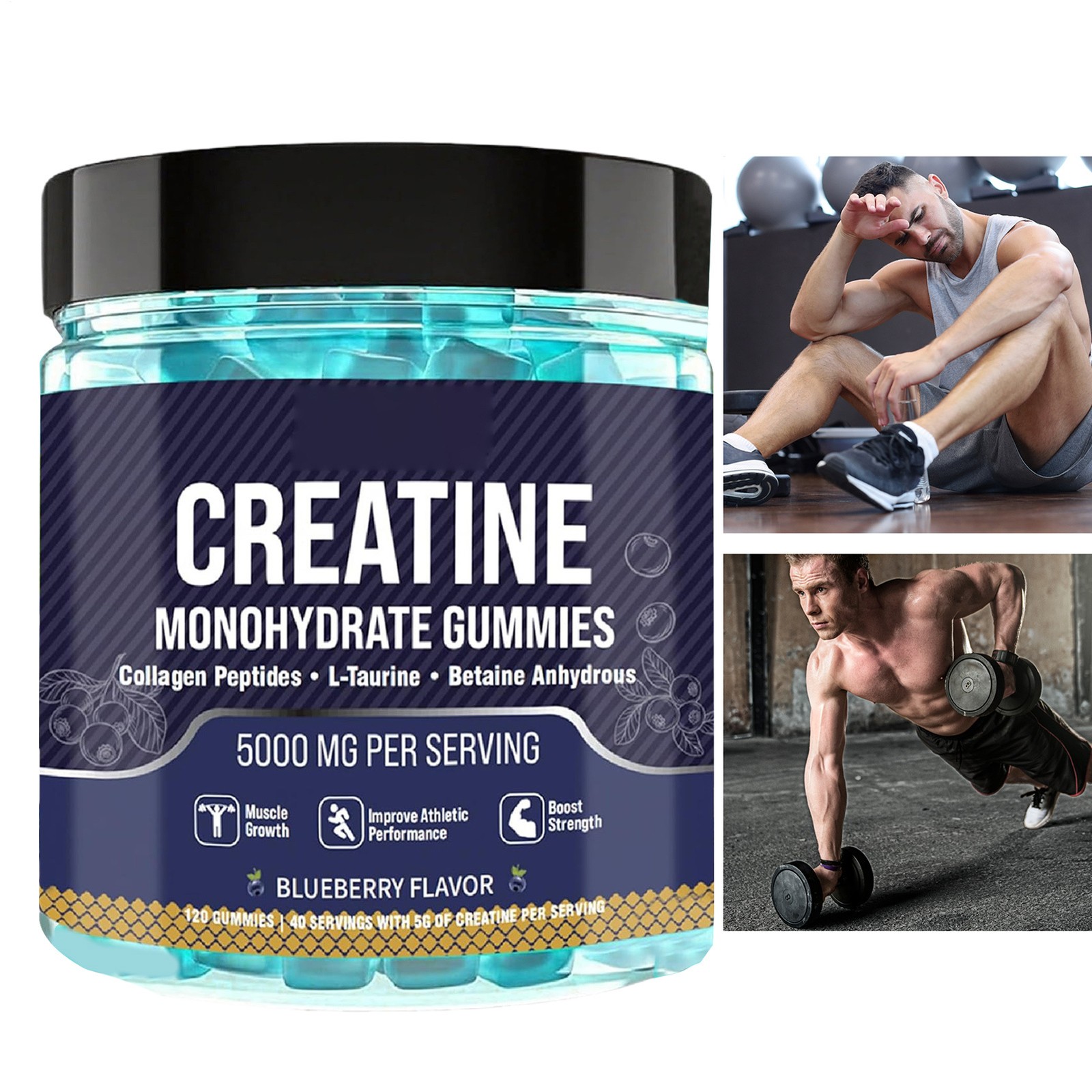 Premium Creatine Monohydrate – Gummies 120 Gummies – 5000mg – Muscle Strength An