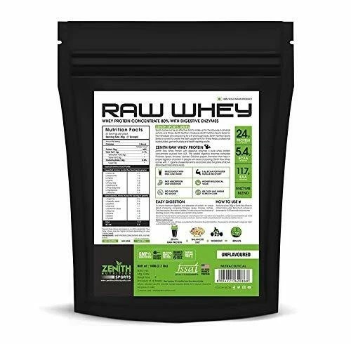 Zenith Nutrition Raw Whey Protein 80% With Digestive Enzymes Unflavored 1 Kg b23