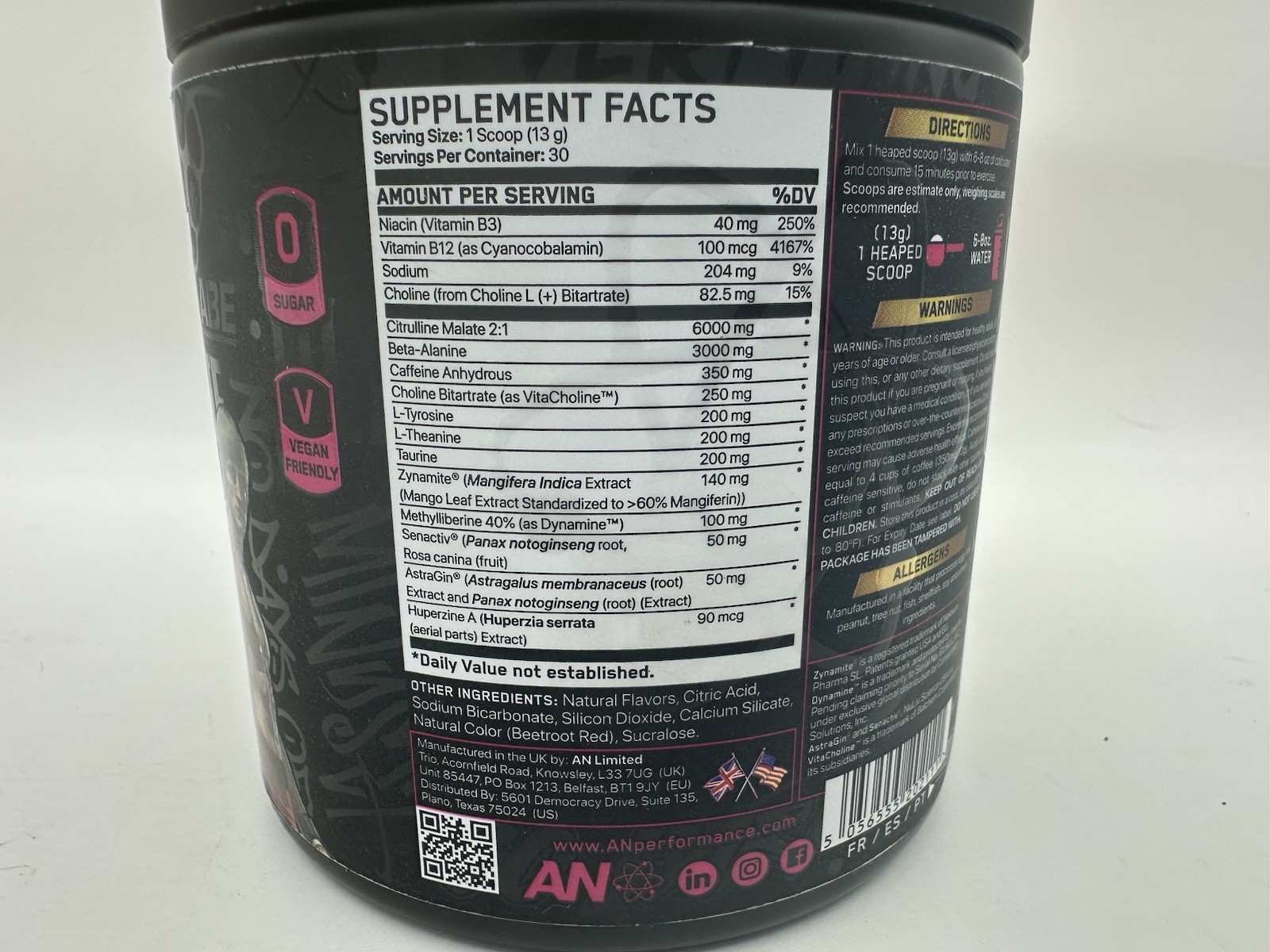 AN ABE Pre-Workout Baddy Berry 13.75 oz, 30 Servings All Black Everything Sealed
