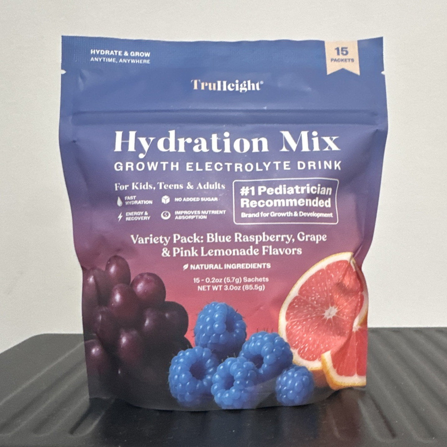 TruHeight Hydration Electrolyte Drink Mix Powder Variety Pack 15 Sticks