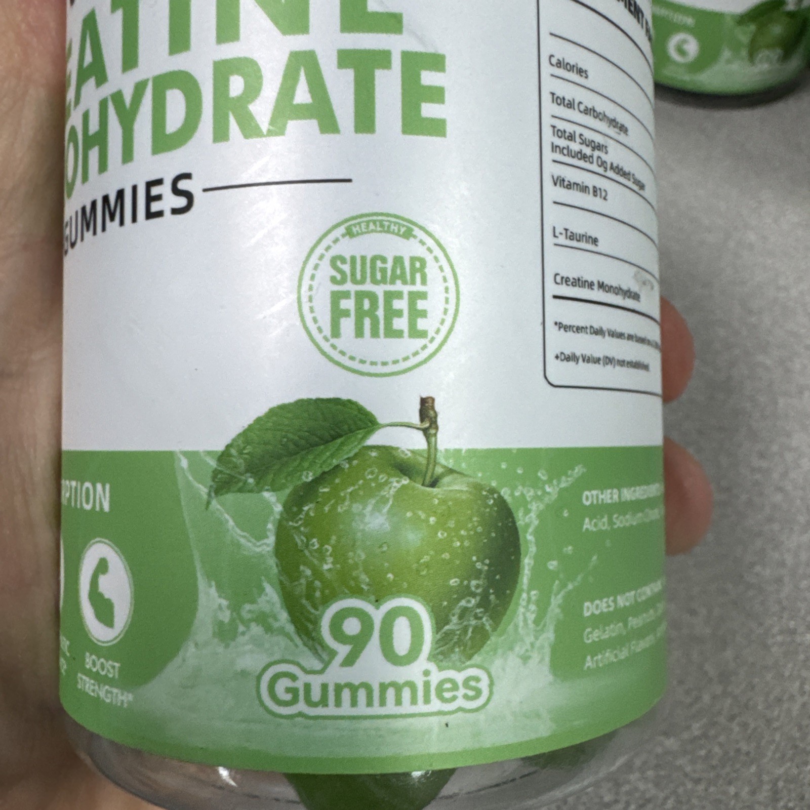 Creatine Monohydrate 5000mg Gummies GreenApple Flavor 90 Count Sealed