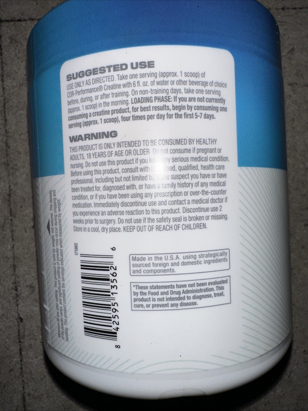 Cellucor Cor-Performance Creatine Fitness Blue Raspberry Flavor Exp 08/2026