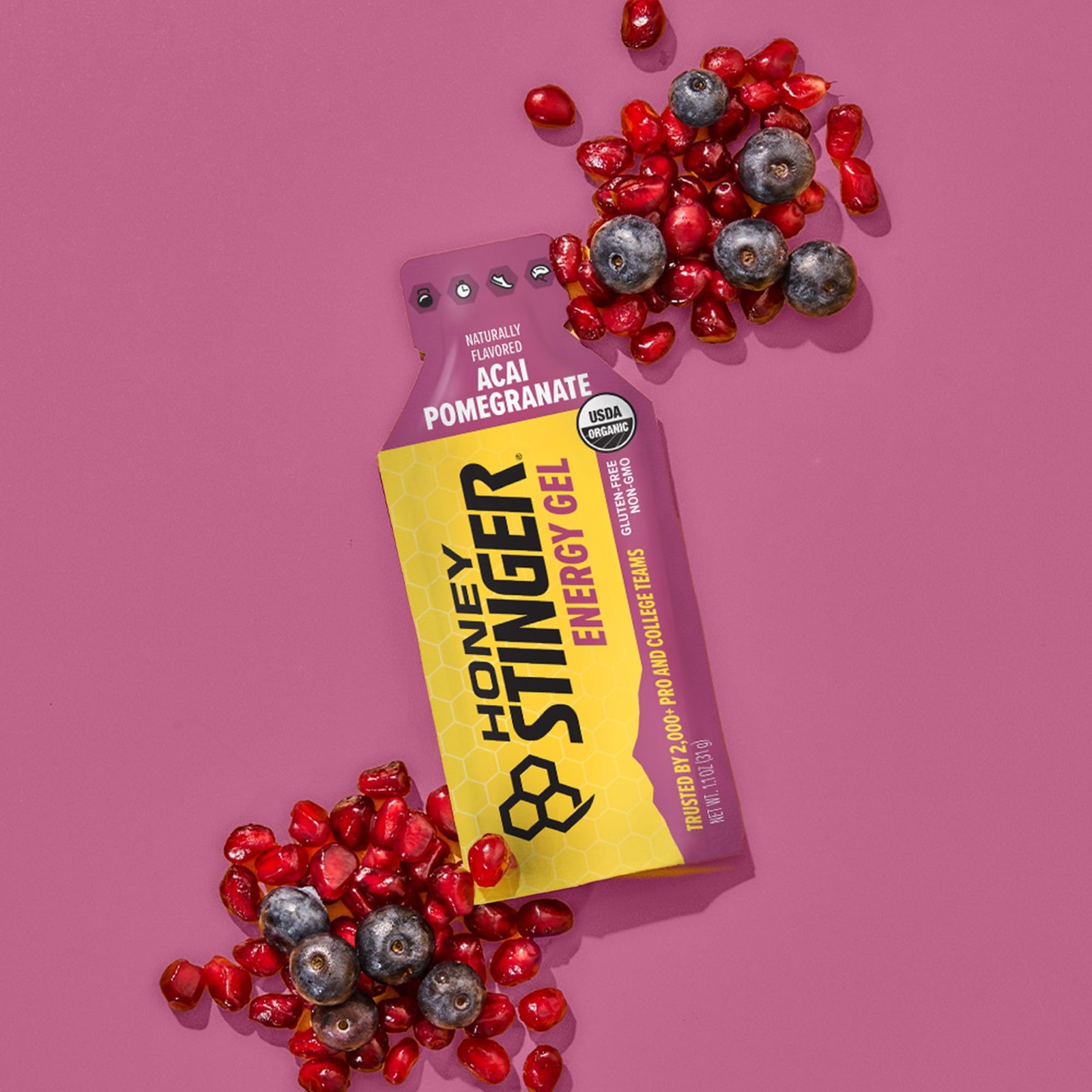 Honey Stinger Organic Acai Pomegranate 1.1 Ounce (Pack of 24), Multicolor