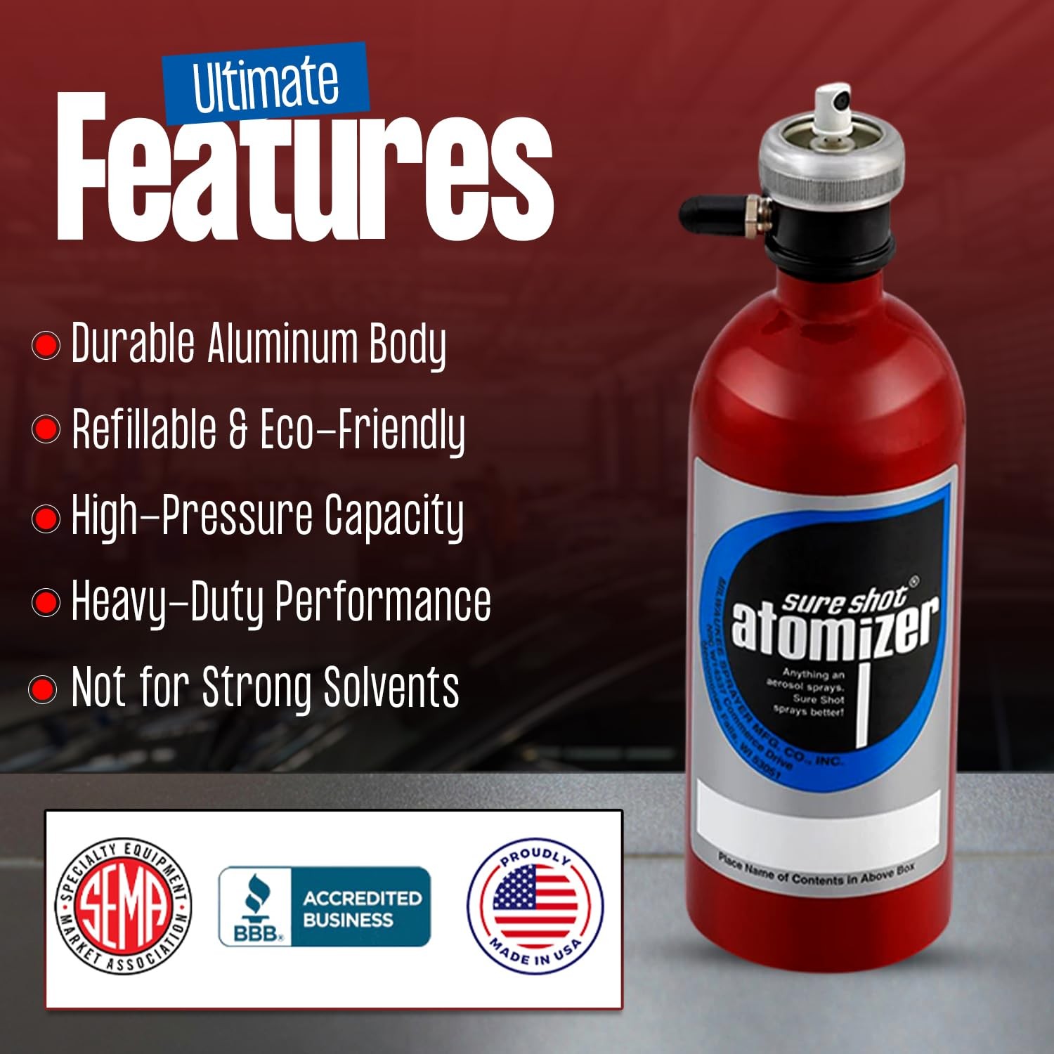 Sure Shot B8000PL Refillable 16 oz Non-Aerosol Plastic Body with Aluminum Canist
