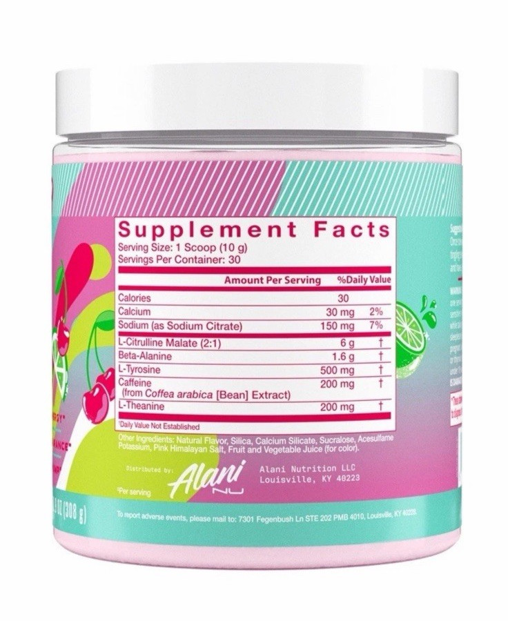 Alani Nu Pre Workout Powder Cherry Twist Sugar Free 200mg 3 Containers New
