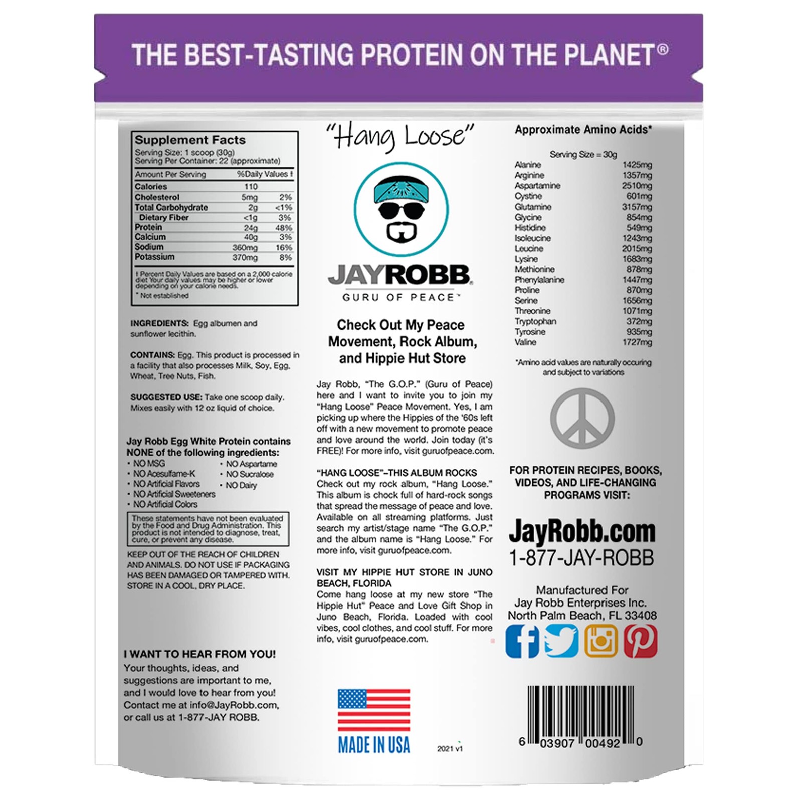 JAYROBB Unflavored Egg White Protein 24 oz, 1.5 Pound Bag