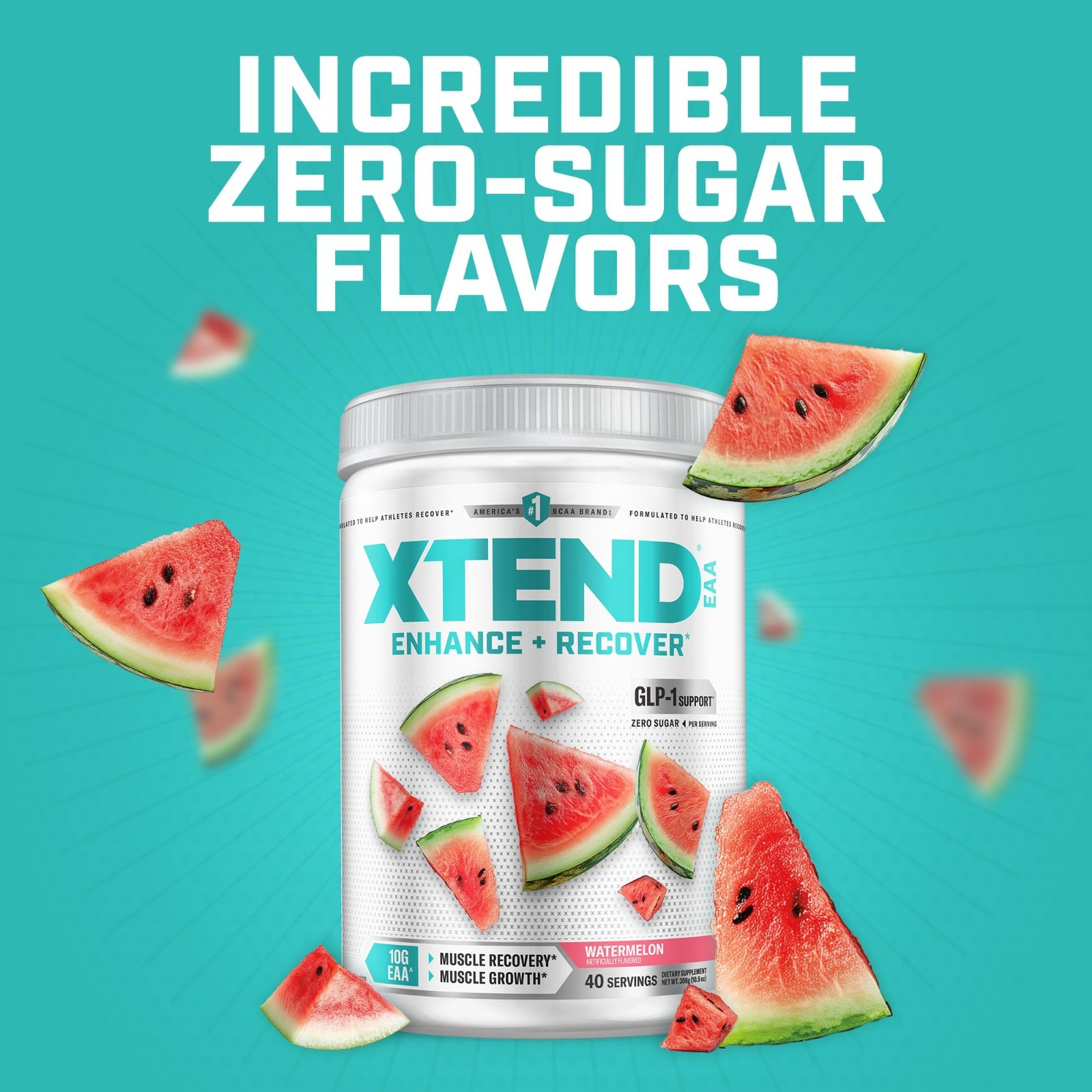 EAA + BCAA Powder, Zero Sugar, 10g Essential Amino Acids, 40 Servings, Muscle Re
