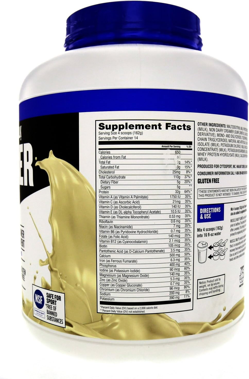 Muscle Milk Gainer Protein Powder, Vanilla Creme, 32G Protein, 5 Pound