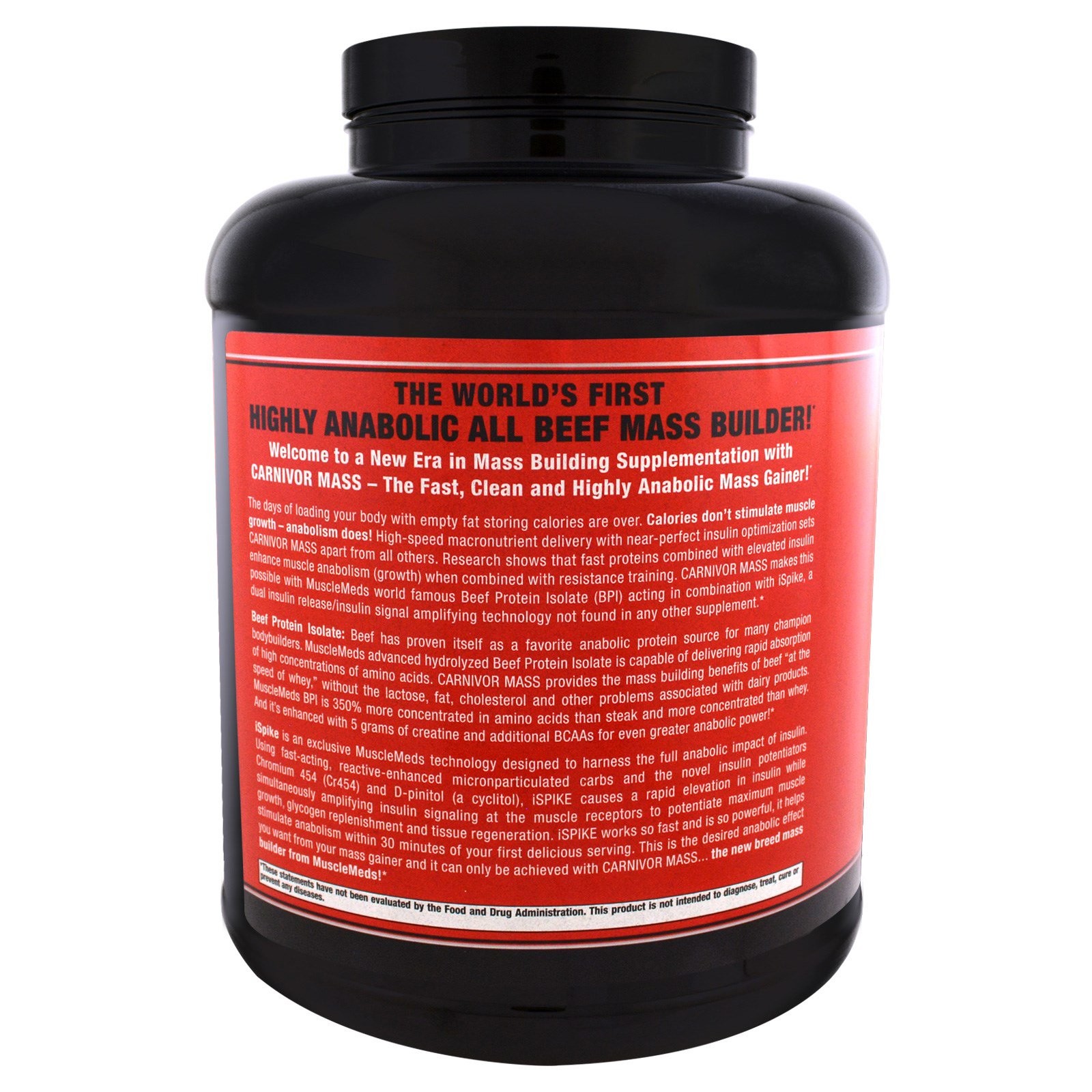 Carnivor Mass, Anabolic Beef Protein Gainer, Strawberry, 5.79 lbs (2,698 g)